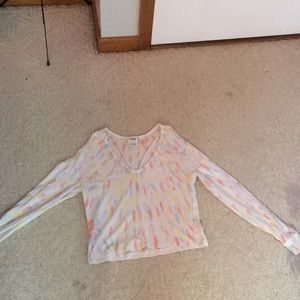 Pink cutout shoulder crop top, size XS